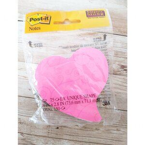 Post-it Notes Heart Shaped Notepads New 2 Pads Pink White 3”x3” Super Sticky